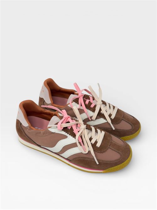 Sneakers in suede e tessuto marrone con dettagli rosa MARIPE' | PURECOMBIBROWN