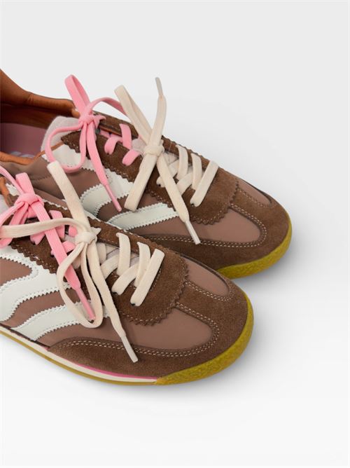 Sneakers in suede e tessuto marrone con dettagli rosa MARIPE' | PURECOMBIBROWN