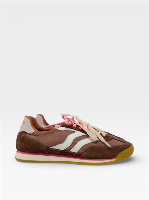 Sneakers in suede e tessuto marrone con dettagli rosa MARIPE' | PURECOMBIBROWN