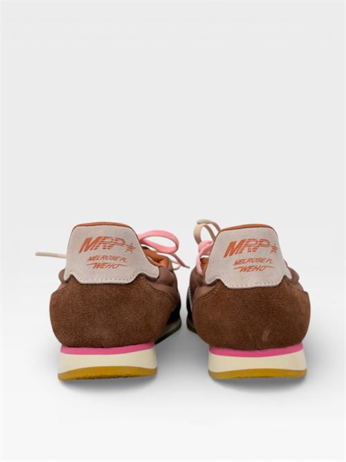 Sneakers in suede e tessuto marrone con dettagli rosa MARIPE' | PURECOMBIBROWN
