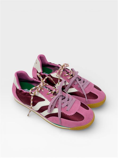 Sneakers in suede e tessuto rosa con dettagli a contrasto MARIPE' | PURECOMBIBURGUNDY