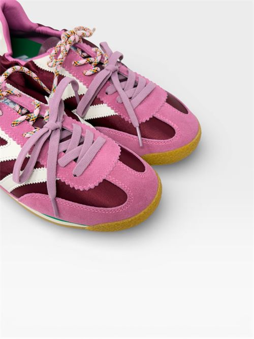 Sneakers in suede e tessuto rosa con dettagli a contrasto MARIPE' | PURECOMBIBURGUNDY