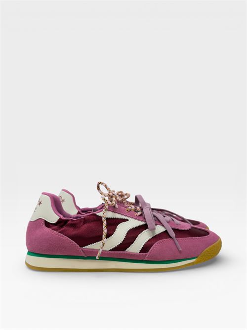 Sneakers in suede e tessuto rosa con dettagli a contrasto MARIPE' | PURECOMBIBURGUNDY