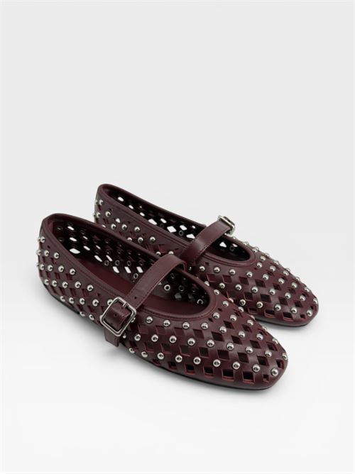Scarpe da donna ballerine traforate bordeaux con borchie argento MORMORA | F248005A51LEATHERBURGUNDY