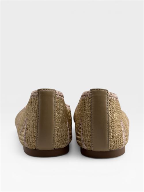 Scarpe da donna ballerine beige con lacci alla schiava e ricami MORMORA | F2554826WEAVENUDE