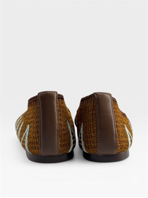 Scarpe da donna ballerine cuoio con lacci alla schiava e ricami a contrasto MORMORA | F2554826WEAVETAN