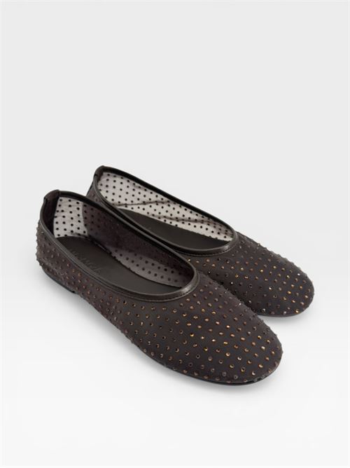 Scarpe da donna ballerine nere in rete con strass oro MORMORA | F255984RETEBROWN