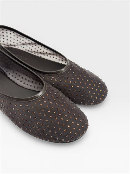Scarpe da donna ballerine nere in rete con strass oro MORMORA | F255984RETEBROWN