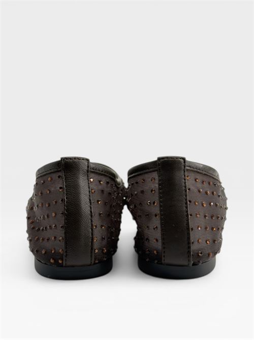 Scarpe da donna ballerine nere in rete con strass oro MORMORA | F255984RETEBROWN